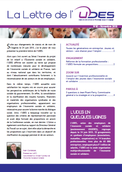 Couverture du 10e numéro de La Lettre de l'UDES